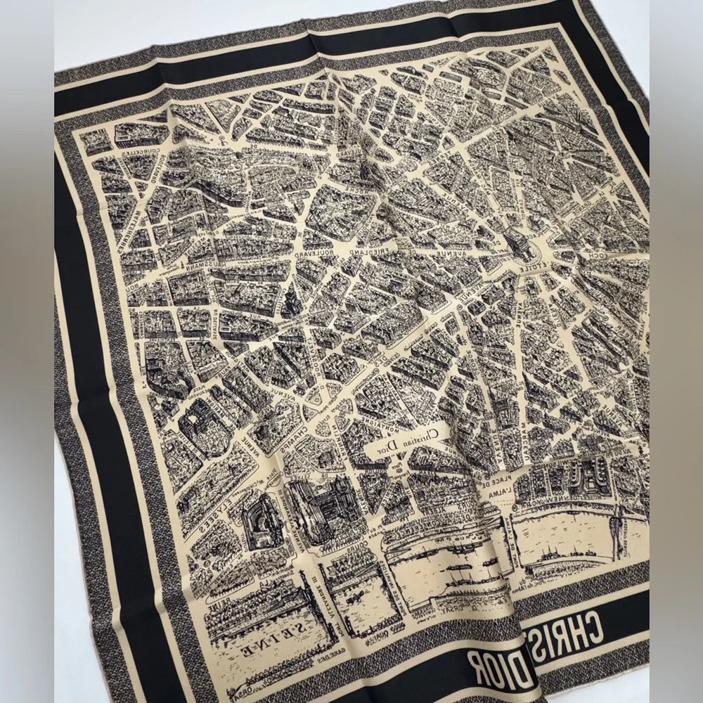 NEW Dior Plan De Paris Silk Scarf 90x90